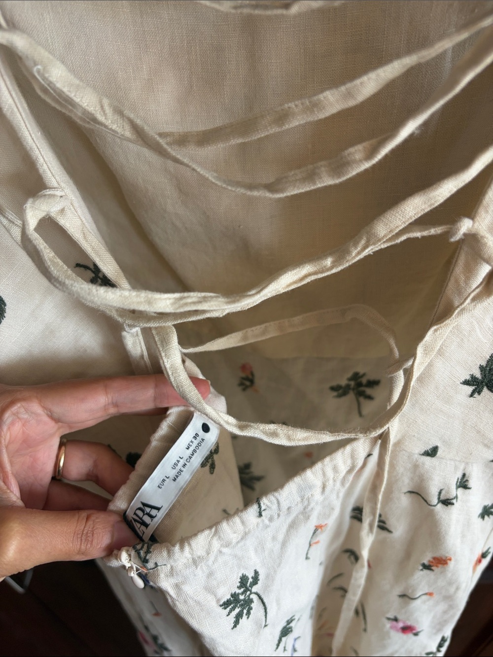 Zara Flowers Embroidered Linen Midi Dress - Picture 5 of 6